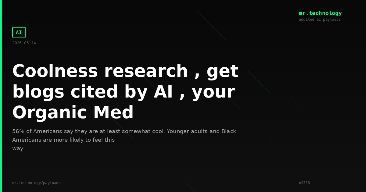 Coolness research , get blogs cited by AI , your Organic Med