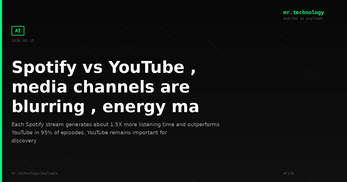 Spotify vs YouTube , media channels are blurring , energy ma