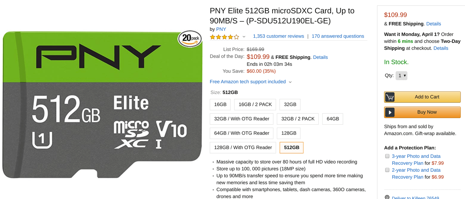 PNY Elite 512GB microSDXC Card