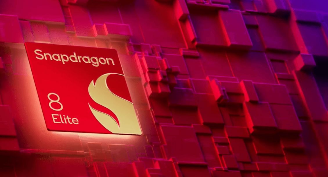 a red and gold sign Snapdragon 8 Elite